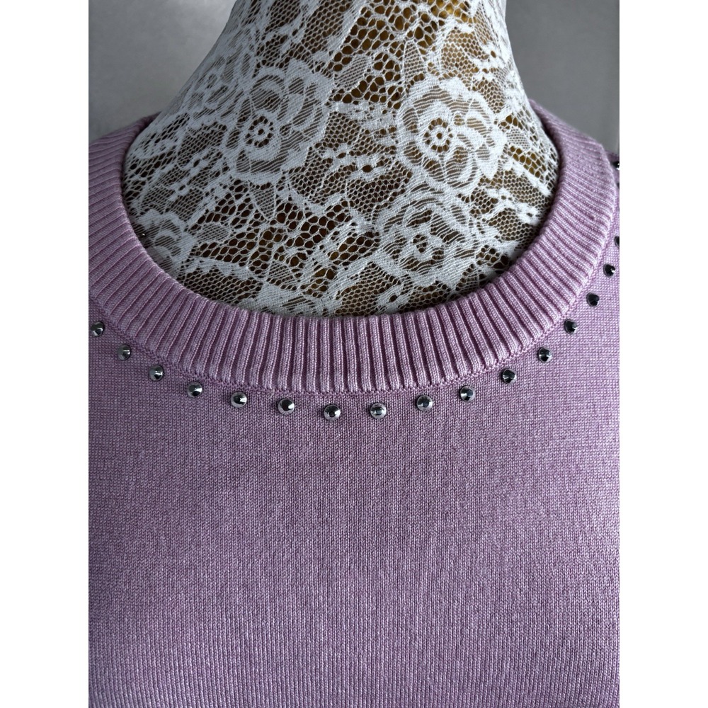 DKNY Women's  Barbie‎ Pink Sweater Silver Studs Accent  S Warm Cozy Coquette - Picture 2 of 12